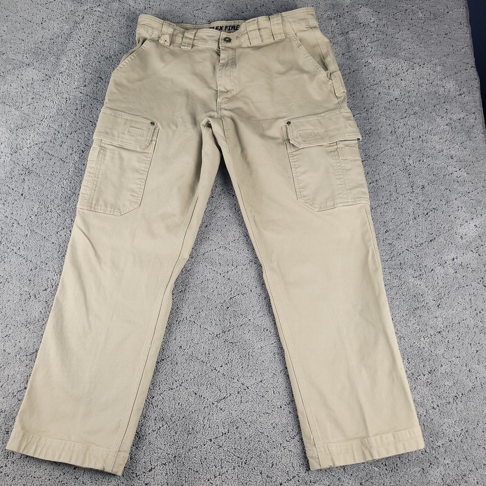 Duluth‎ Trading Pants Mens 36x30 Beige Flex Fire Hose Cargo Straight Workwear
